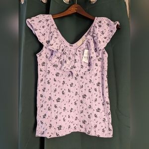 Light Purple Floral Top Loft